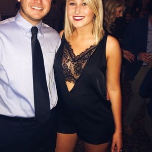 Missguided black lace bralette romper